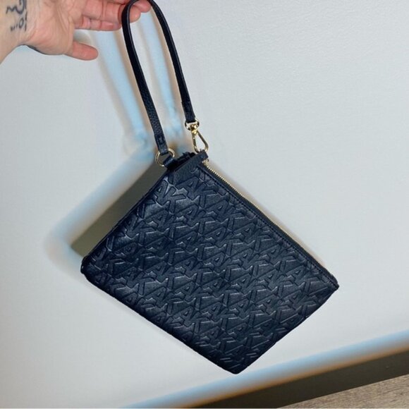 ANNE KLEIN Womens Black Wristlet Zipper Wallet Purse Clutch - Picture 3 of 8